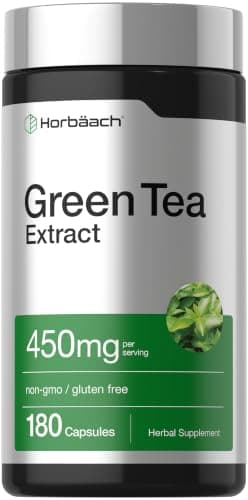 Horbäach Green Tea Extract Supplement | 450mg | 180 Capsules…