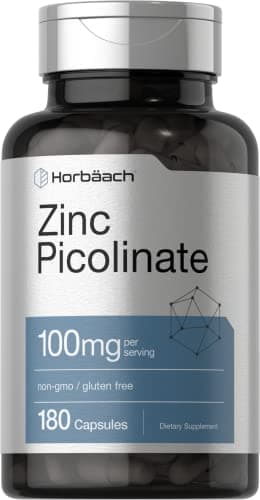 Horbäach Zinc Picolinate 100mg | 180 Capsules | High Potency…