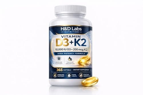 Vitamin D3 K2 10000 IU (125mcg) with MK-7 – High Potency Bone…