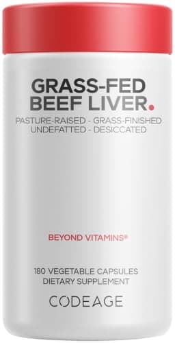 Codeage Beef Liver, Grass-Fed, Freeze Dried, Desiccated, 180…