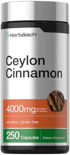 Horbäach Ceylon Cinnamon Capsules | 250 Count | Non-GMO