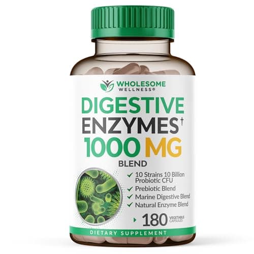 Wholesome Wellness Digestive Enzymes 1000MG Plus Prebiotics…