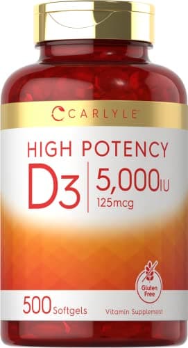 Carlyle Vitamin D3 5000 IU Softgels | 500 Count | Value Size…
