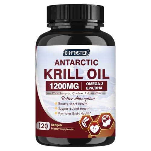 Krill Oil 1200mg, Antarctic Krill Oil Omega 3 Supplement…