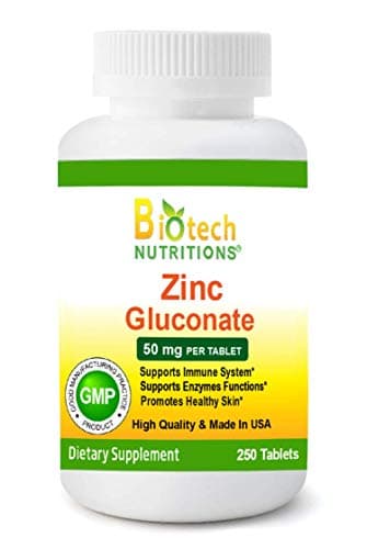 Zinc Gluconate 50 mg 250 Tablets Made in USA Vegetarian/Vegan…