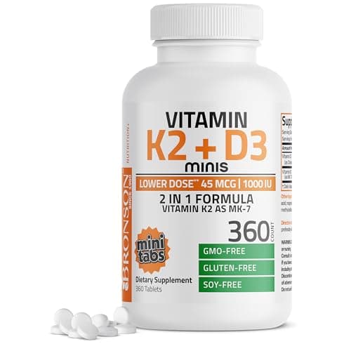 Vitamin K2 (MK7) with D3 Lower Dose 45mcg Vitamin K2 & 1000 IU…