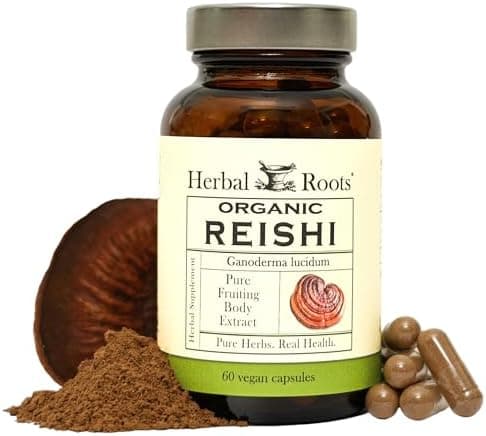Herbal Roots Organic Reishi Mushroom Capsules - Made with Pure…