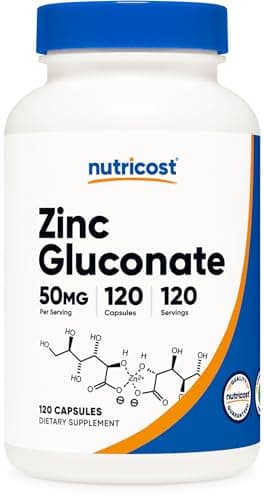 Nutricost Zinc Gluconate (50mg) 120 Vegetarian Capsules