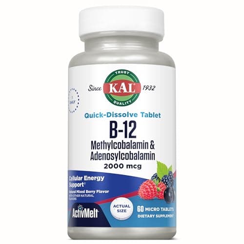 KAL Vitamin B12 Methylcobalamin and Adenosylcobalamin 2000 mcg…