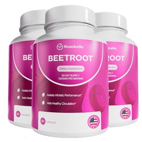 Rosabella Organic Beet Root Capsules - 1300mg Beet Root Powder…