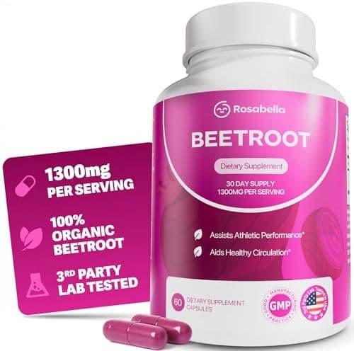 Rosabella Organic Beet Root Capsules - 1300mg Beet Root Powder…