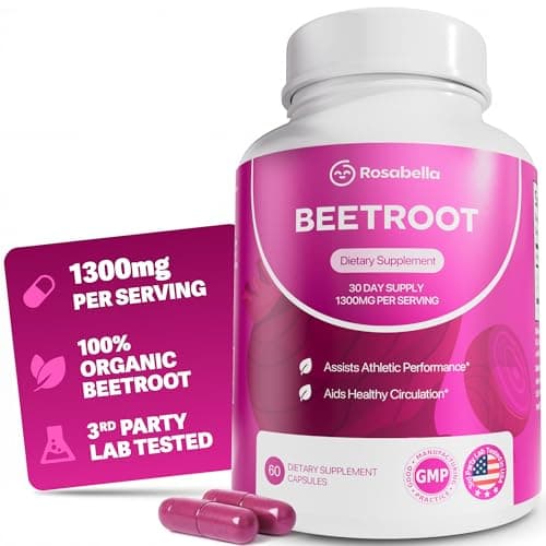Rosabella Organic Beet Root Capsules - 1300mg Beet Root Powder…