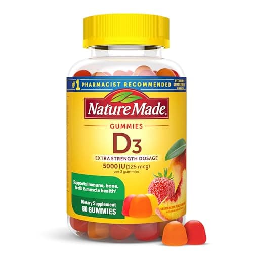 Nature Made Vitamin D3 5000 IU Per Serving Gummies Extra…