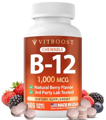 VITBOOST Vitamin B12 1000 mcg Chewable Tablets - 365 Count…