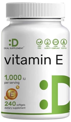 Vitamin E Supplements, 1,000 IU Per Serving, 240 Softgels…
