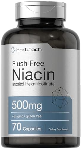 Horbaach Niacin 500mg Flush Free | 70 Capsules | Vitamin B3…
