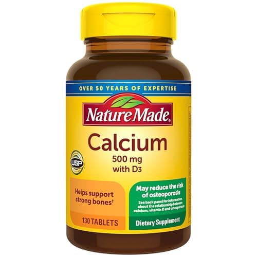 Nature Made Calcium 500 mg with Vitamin D3 for Bone Support