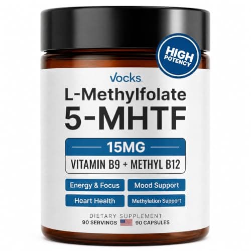 Vocks L Methylfolate 15mg | 5-MTHF + Methyl B12 | High Potency…