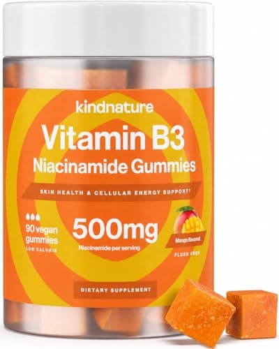 kindnature Vitamin B3 Niacinamide Gummies 500mg – Flush-Free…