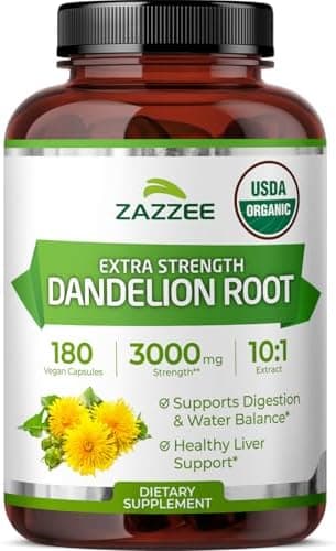 Zazzee USDA Organic Dandelion Root 10:1 Extract, 180 Capsules