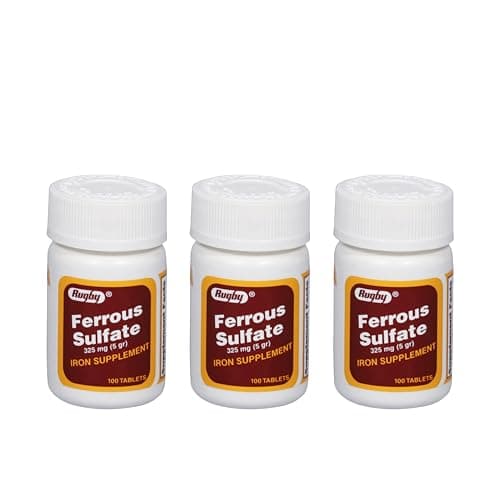 Rugby Ferrous Sulfate 325mg Tablets - Iron Supplement…