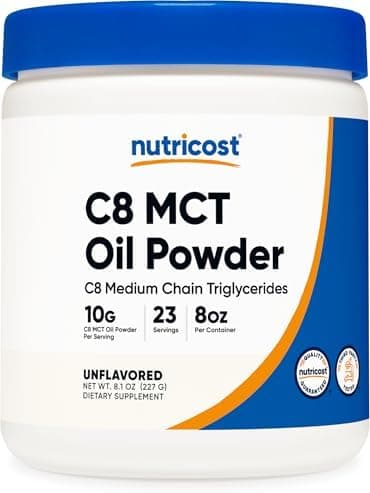 Nutricost C8 MCT Oil Powder 23 Servings (8oz) - 95% C8 MCT Oil…