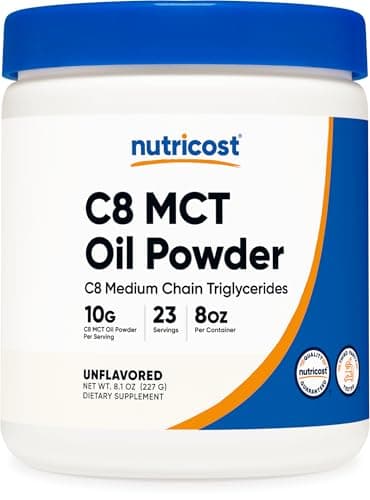 Nutricost C8 MCT Oil Powder 23 Servings (8oz) - 95% C8 MCT Oil…