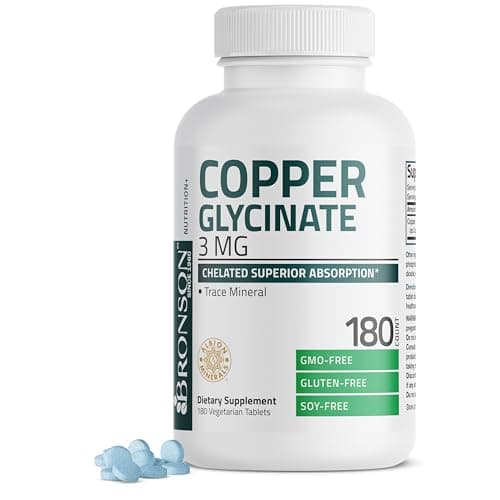 Bronson Copper Glycinate 3mg Chelated Superior Absorption…