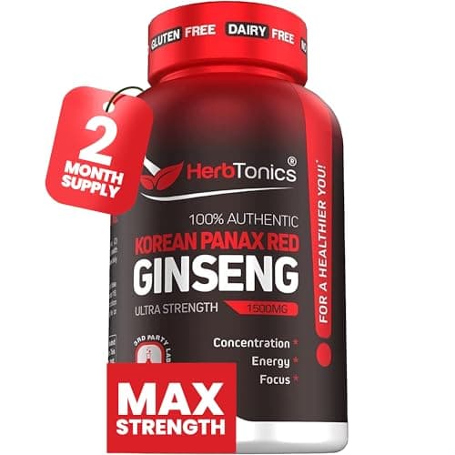 Herbtonics Korean Red Panax Ginseng 1500mg - Energy Supplement…