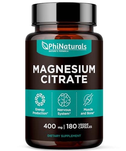 Magnesium Citrate Powder Capsules 400mg - 180 Count Veg Caps…
