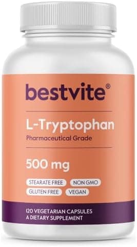 BESTVITE L-Tryptophan 500mg per Capsule (120 Veg Caps) - No…