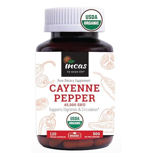 INCAS 100% USDA Organic Cayenne Pepper 120 Capsules (500mg) 45