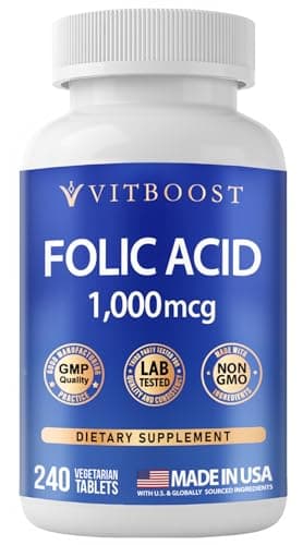 VITBOOST Folic Acid 1000 mcg (1667 mcg DFE) – 240 Tablets…