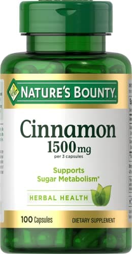 Nature's Bounty Cinnamon Capsules 1500mg, 100 Capsules