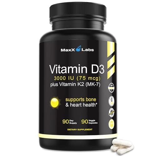 Vitamin D3 K2 3000 IU - with Vitamin K as MK-7 from Natto…