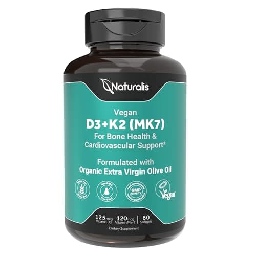 Naturalis Vegan Vitamin D3+K2 from Algae | 5000 IU D3…