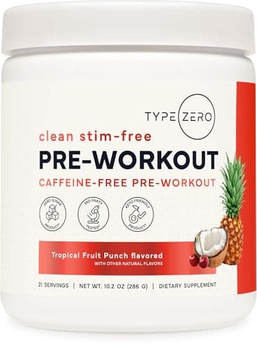 Type Zero Clean Stim Free Pre Workout Powder + Nitric Oxide…