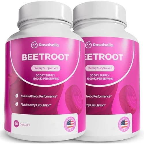 Rosabella Organic Beet Root Capsules - 1300mg Beet Root Powder…