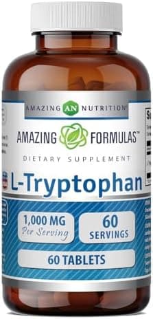 Amazing Formulas L-Tryptophan 1000mg 60 Tablets Supplement…