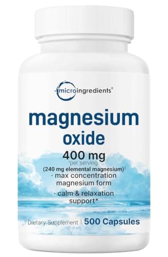 Magnesium Oxide 400mg, 500 Capsules | Elemental Form for Max…