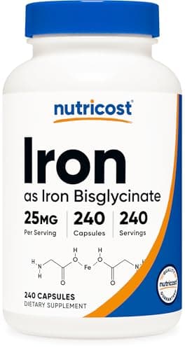 Nutricost Iron Bisglycinate Supplement (25mg) 240 Capsules