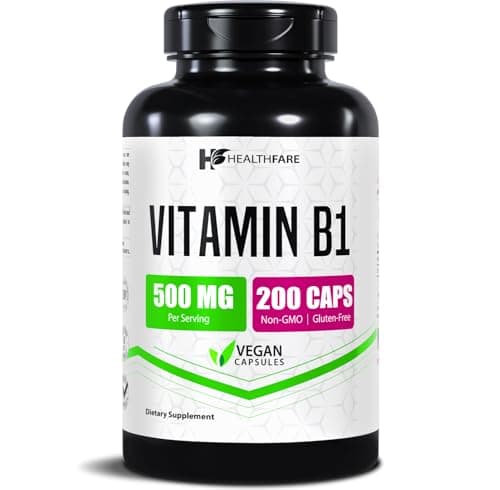 Healthfare Vitamin B1 (Thiamine) 500mg | 200 Vegan Capsules…