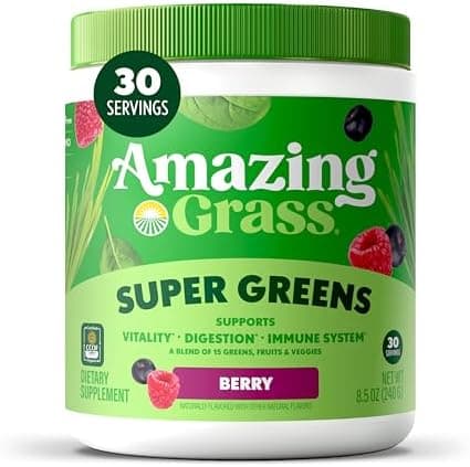 Amazing Grass Super Greens Powder Berry, 30 Servings, 8.5 oz