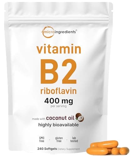 Vitamin B2, Riboflavin 400mg | 240 Softgels with Coconut Oil…
