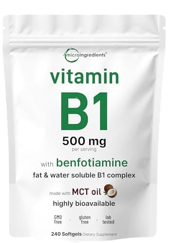 Micro Ingredients Vitamin B1 Thiamine 500mg with Benfotiamine…