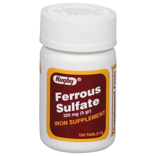 Rugby Ferrous Sulfate 325mg Tablets - Iron Supplement…