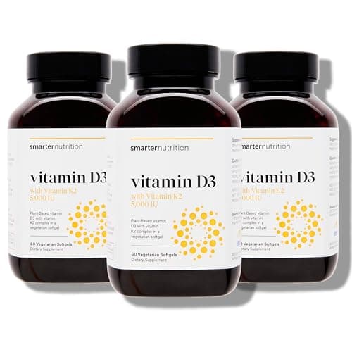 SMARTERNUTRITION Vegan Vitamin D3 5000 IU + Natural Vitamin K2…