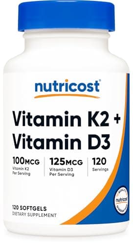 Nutricost Vitamin D3 + K2 (5000 IU D3 / 100mcg MK7)