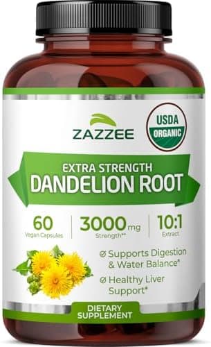 Zazzee USDA Organic Dandelion Root 10:1 Extract, 60 Capsules