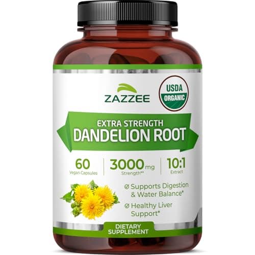 Zazzee USDA Organic Dandelion Root 10:1 Extract, 60 Capsules